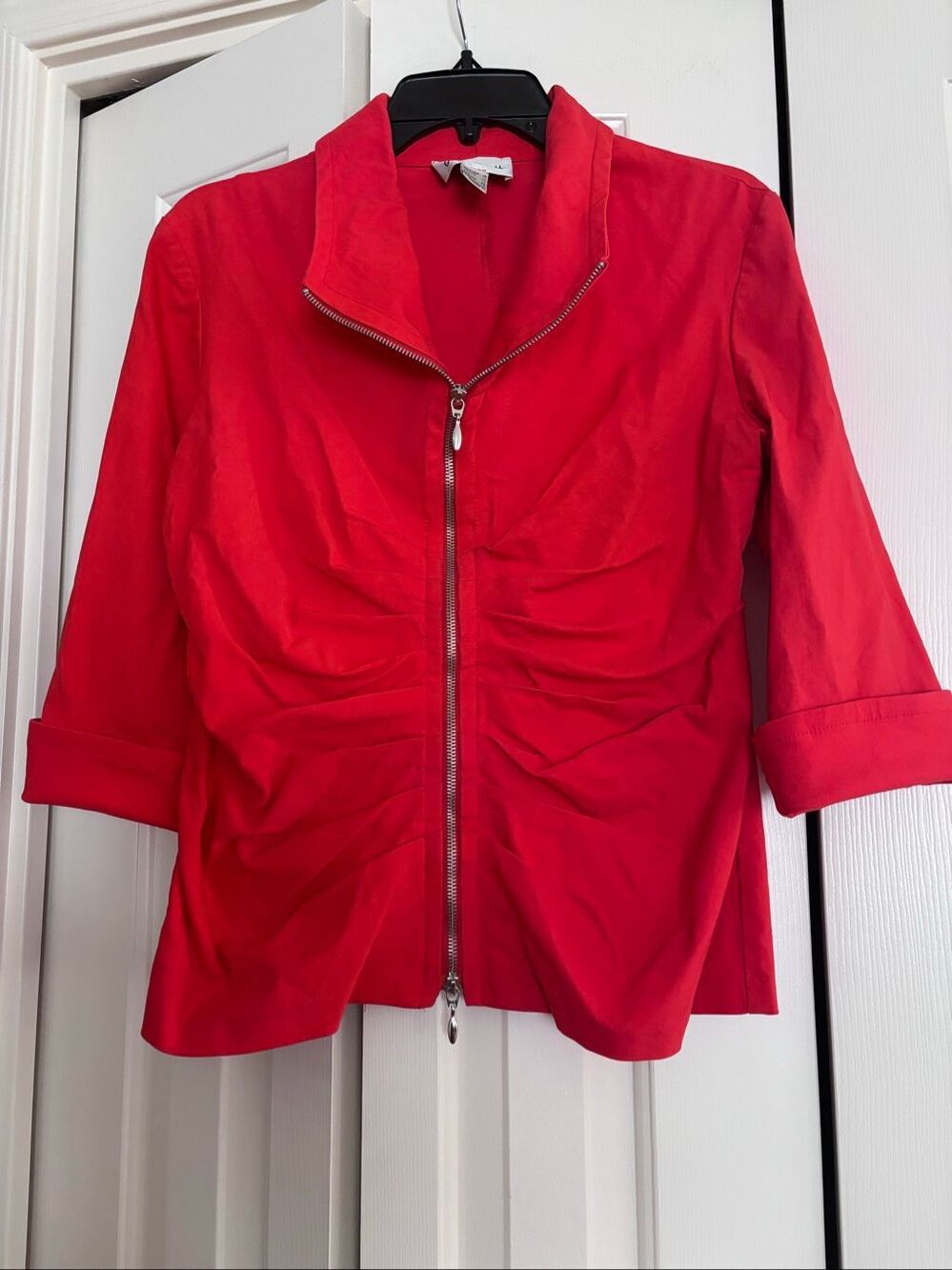 Joseph Ribkoff Red Rusched Front Jacket